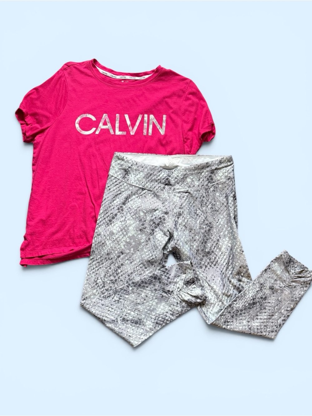 Calvin Klein Performance Gray Leggings and Pink T shirt Duo
